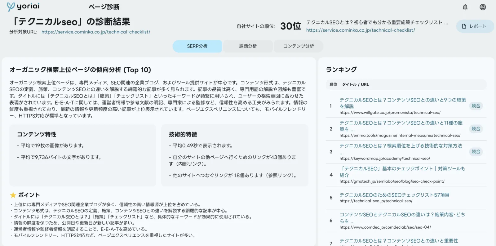 ページ診断SERP分析