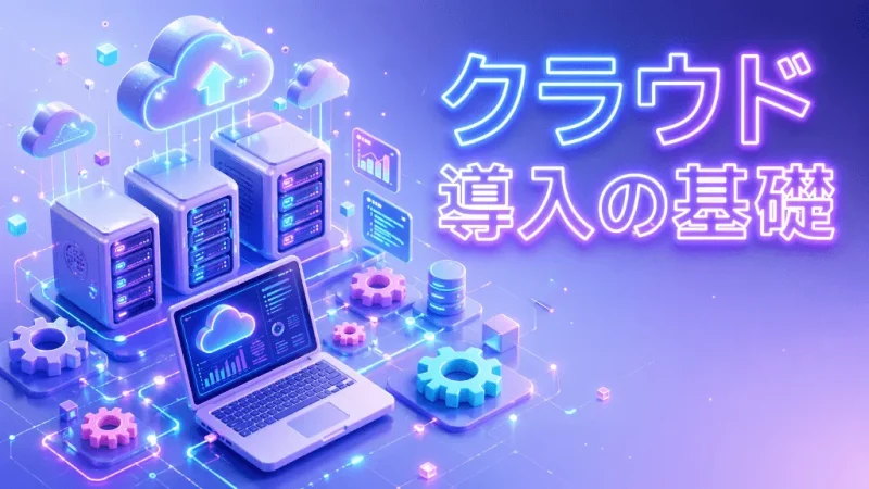 空中に浮かぶサーバーやパソコンを描いたIT向け3Dアイソメトリック風アイキャッチ画像(ChatGPT生成)