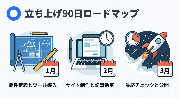 オウンドメディア立ち上げから公開までの90日ロードマップ