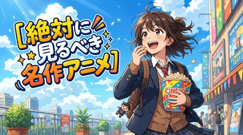 空を見上げる高校生を描いた日本のアニメ調・セル画風アイキャッチ画像（Gemini生成）