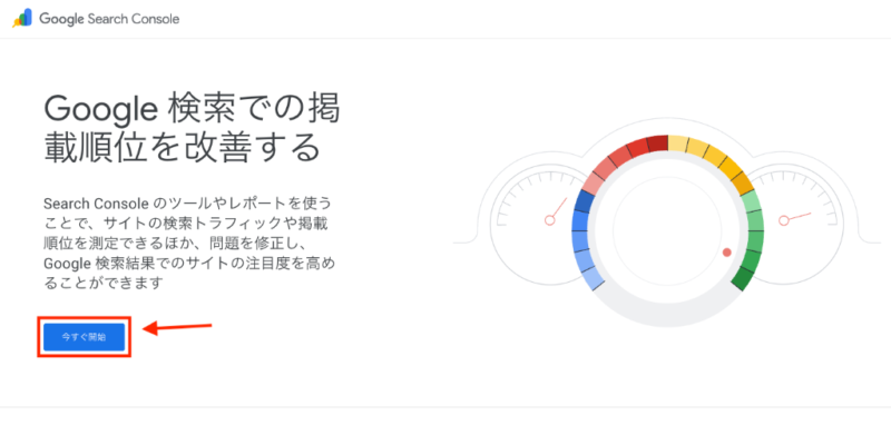 Googleサーチコンソールのサイトの今すぐ開始画面